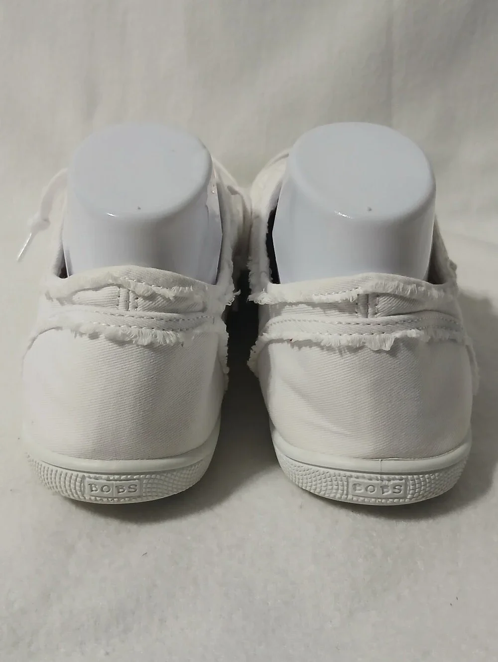 BOBS from Skechers White Canvas Sneakers with Rose Gold Accents Size 10 Wide